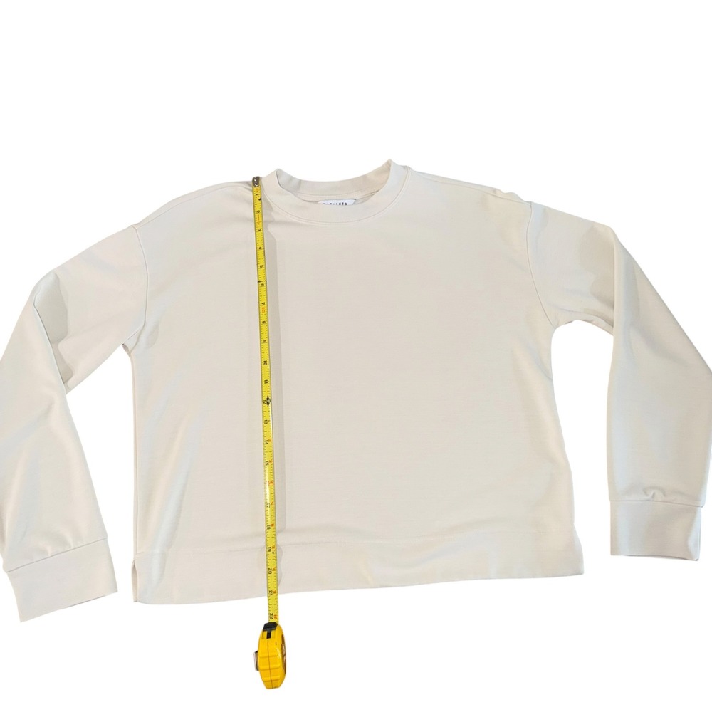Athleta Seasoft Crewneck Sweatshirt Bone Medium Tencel Modal Soft - Picture 6 of 9